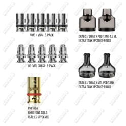 Voopoo PNP coils & PNP RBA och DRAG S/X POD TANK