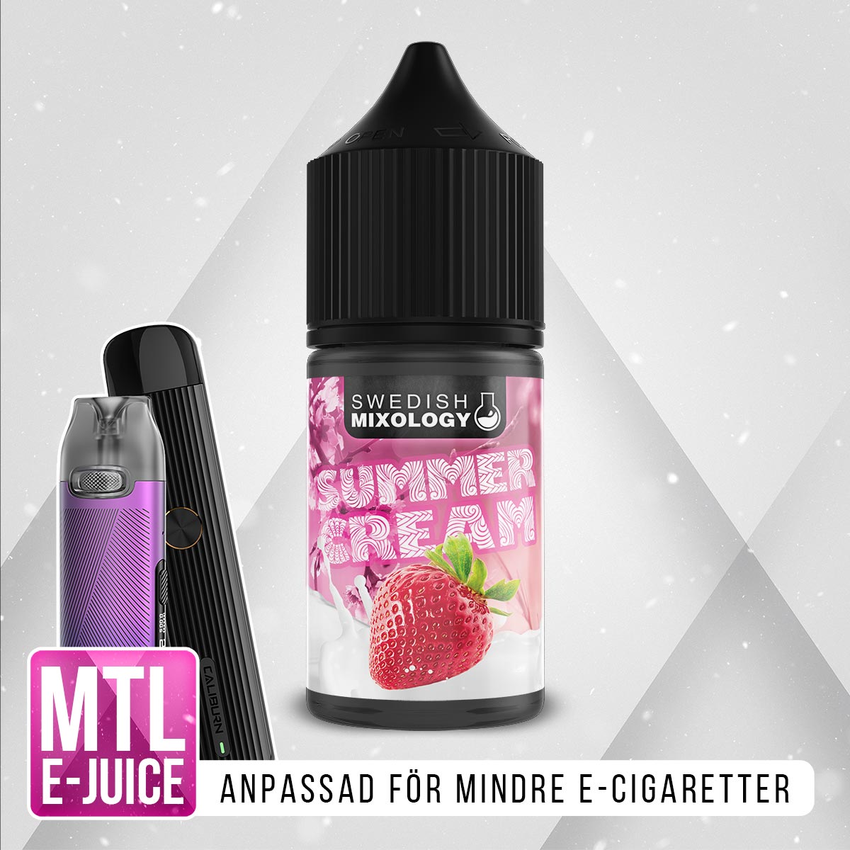 Swedish Mixology Summercream Jordgubb grädde vanilj Vape E-cigarett MTL E-juice Shortfill