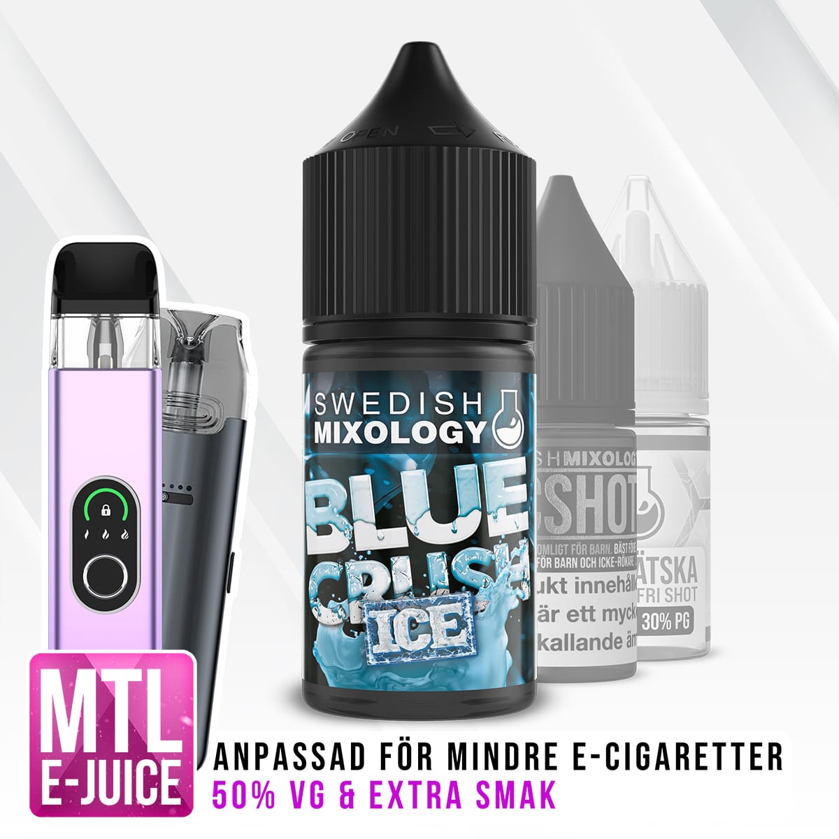 Swedish Mixology Vape E-cigarett MTL E-juice Shortfill Blue Crush ICE bär anis eukalyptus kylning