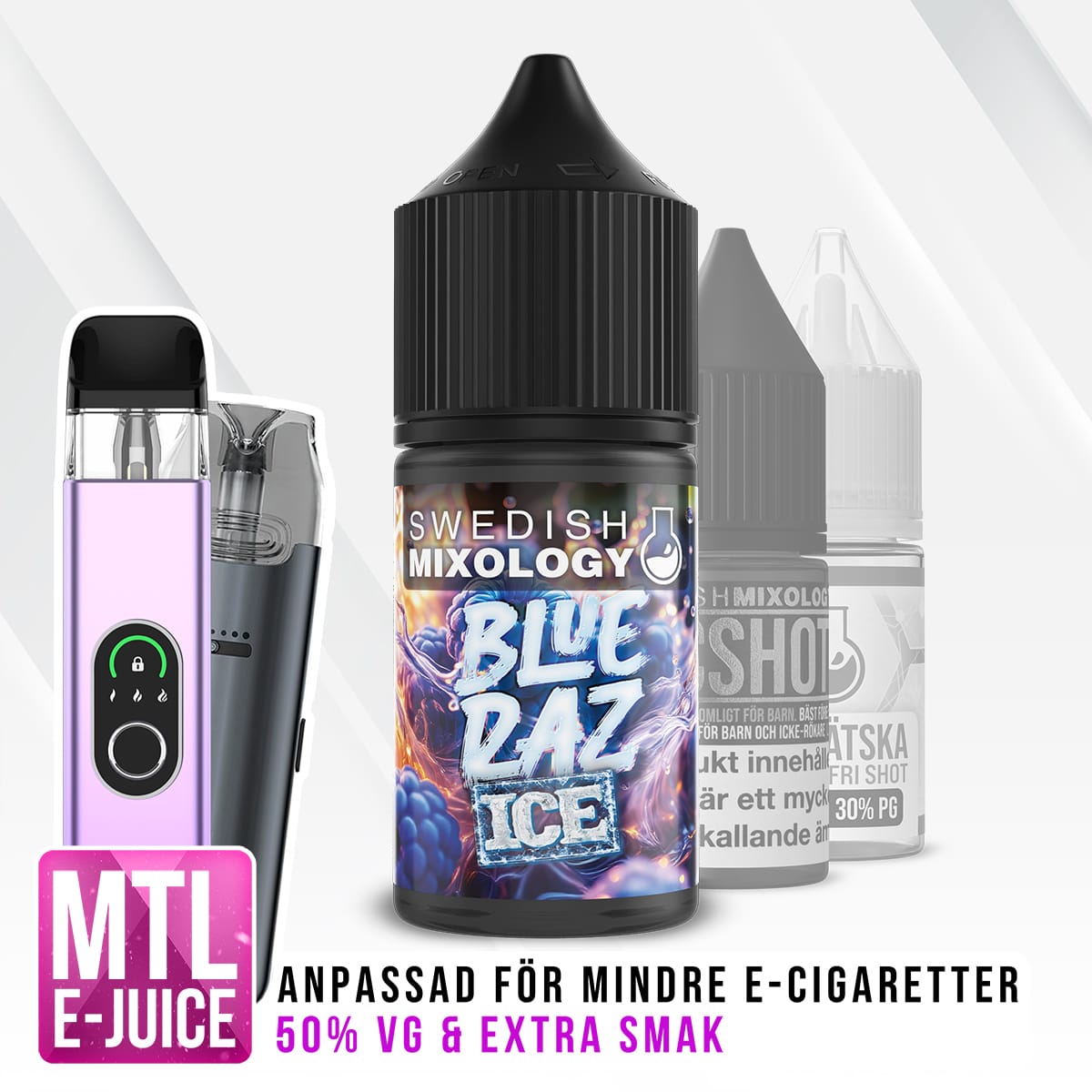 Swedish Mixology Vape E-cigarett MTL E-juice Shortfill Blue Raz Blue Raspberry Blå Hallon ICE kylning