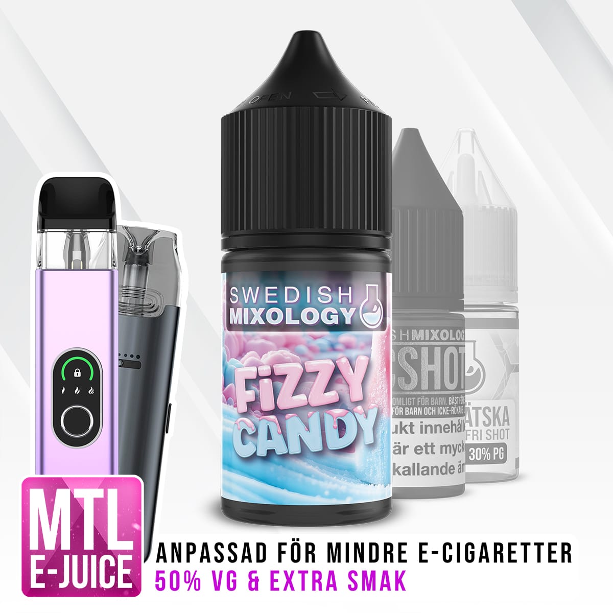 Swedish Mixology Vape E-cigarett MTL E-juice Shortfill Fizzy Candy Bubblegum Godis