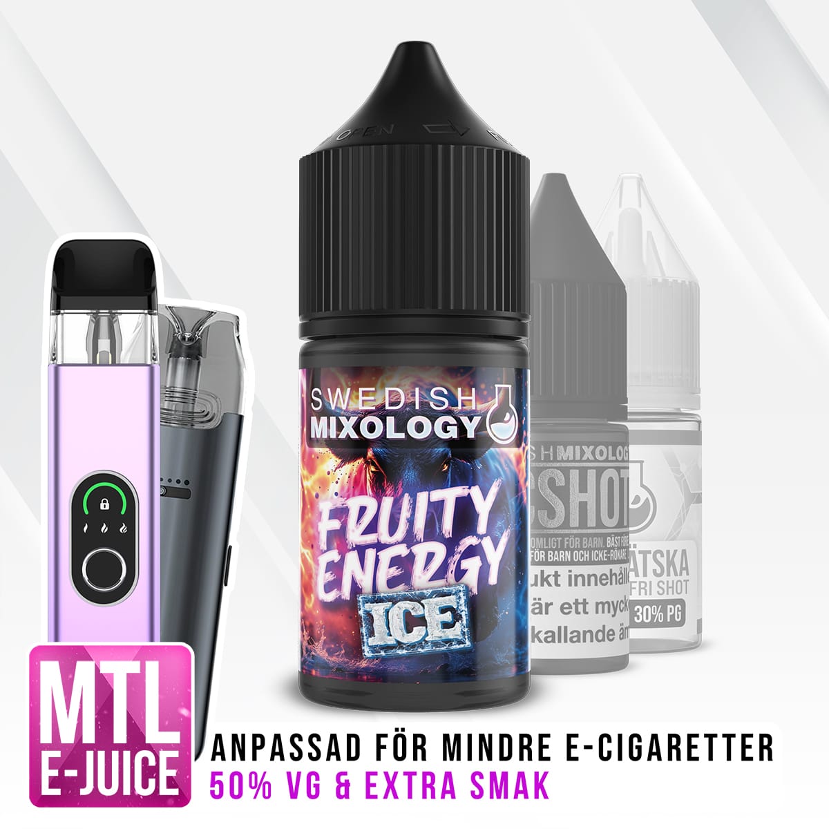 Swedish Mixology Vape E-cigarett MTL E-juice Shortfill Fruity Energy Energidryck Red Bull ICE Kylning